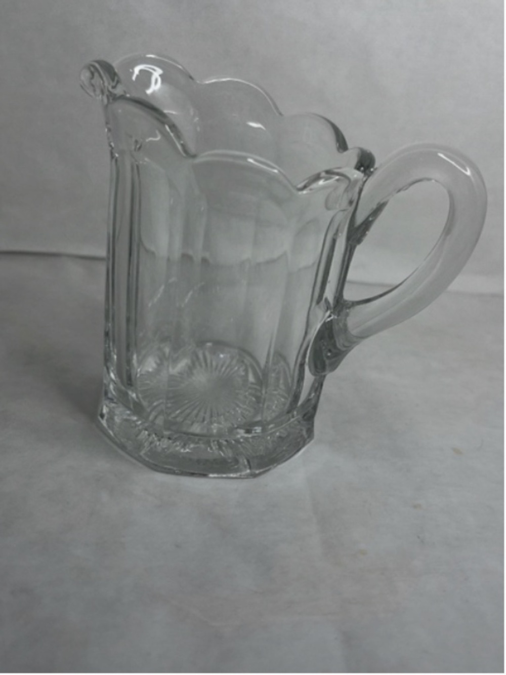 Vintage Heisey Heavy Clear Panel Glass Creamer Applied Handle MCM